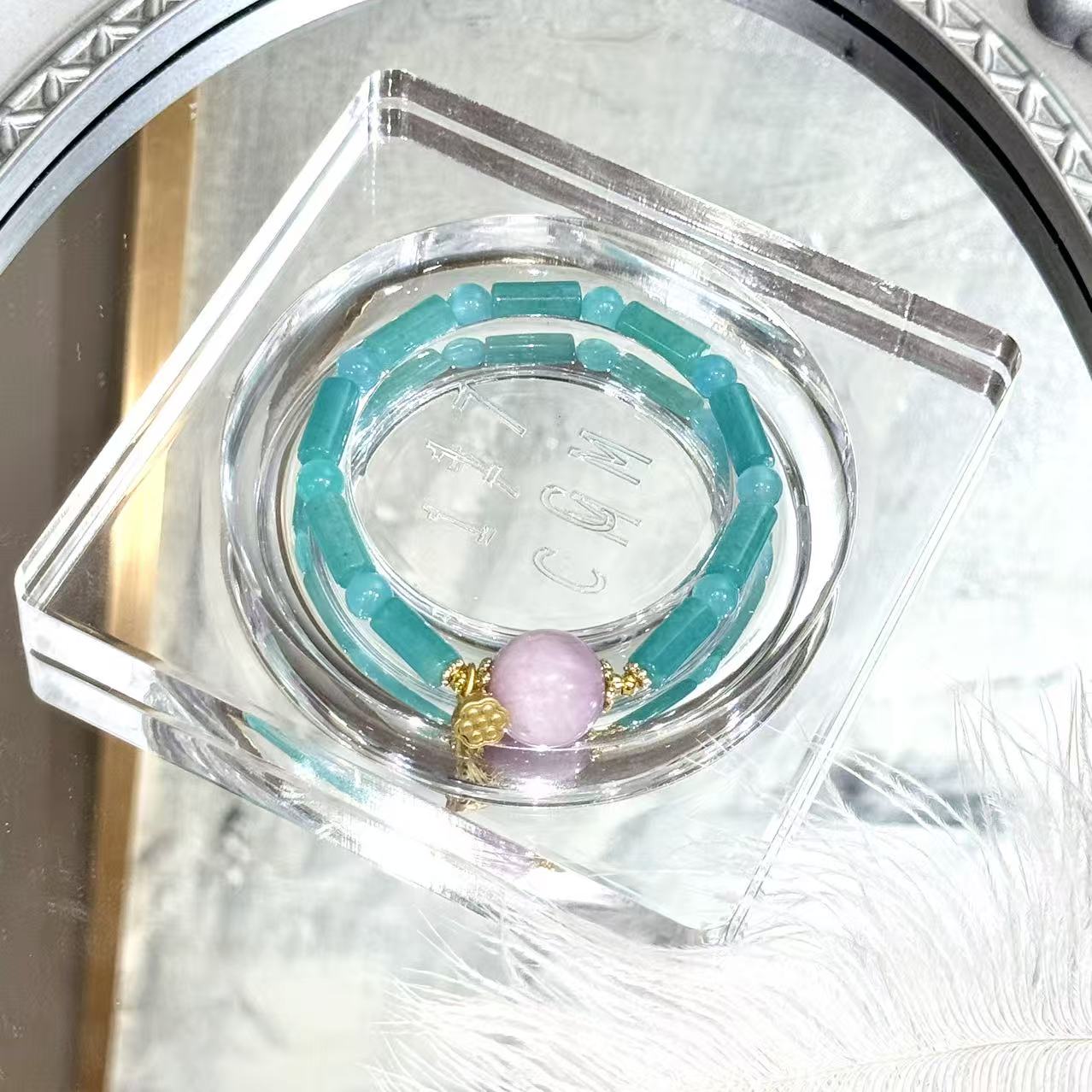 Amazonite with kunzite bracelet