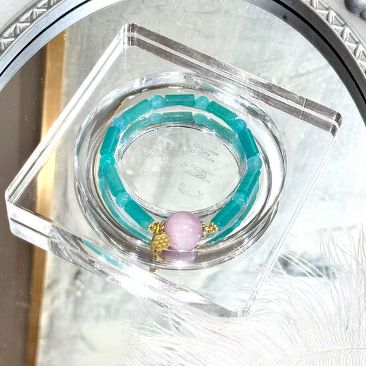 Amazonite with kunzite bracelet