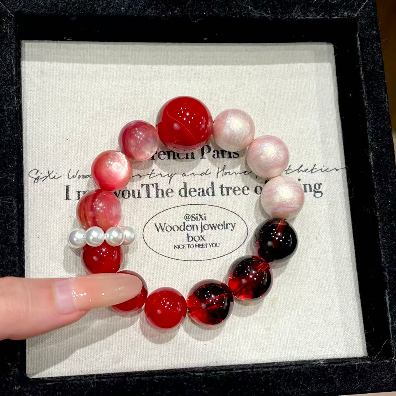 Red Lepidolite with lacquer