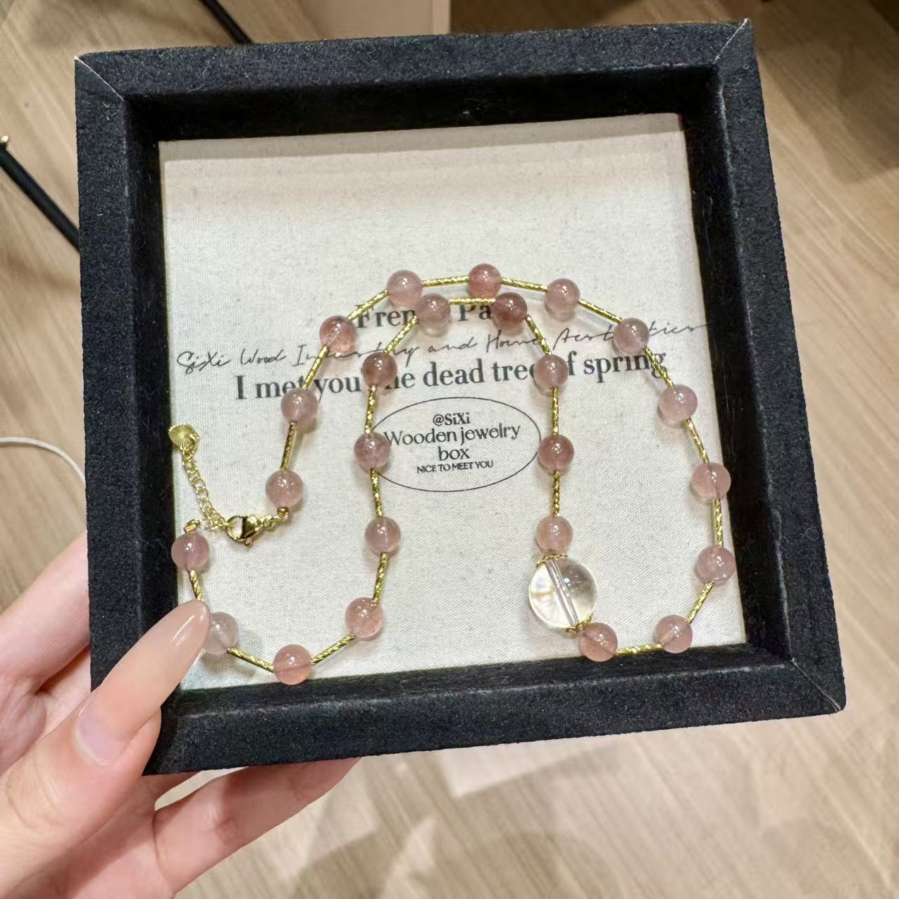 Straw berry quartz necklace