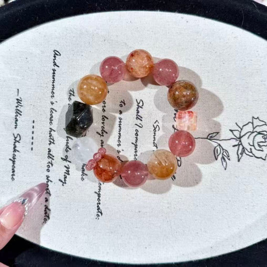 straw berry quartz with fire quartz