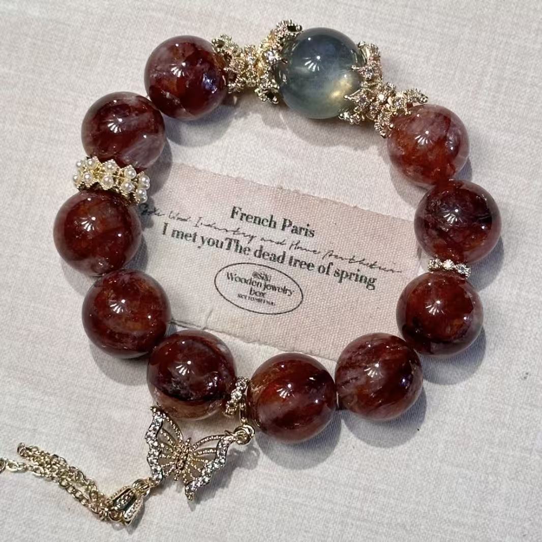 Fire quartz with labradorite