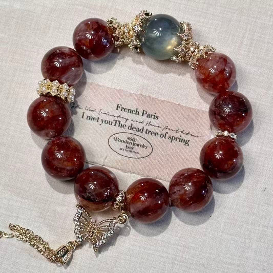 Fire quartz with labradorite