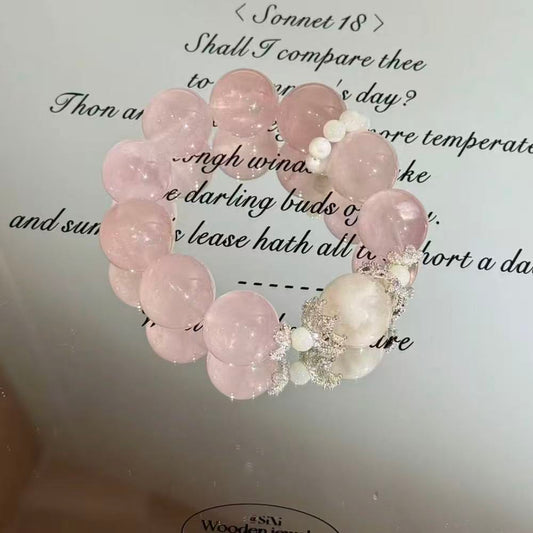 Rose quartz with snowflake garden quartz