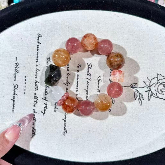 Straw berry quartz with garden quartz fire quartz