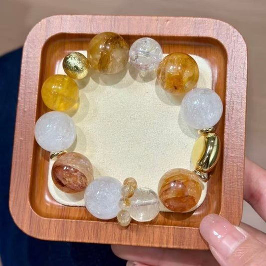 Golden healer with clear quartz