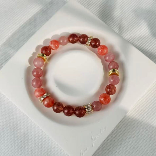 Rhodochrosite with straw berry quartz