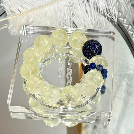 Citrine with blue lacquer bead bracelet