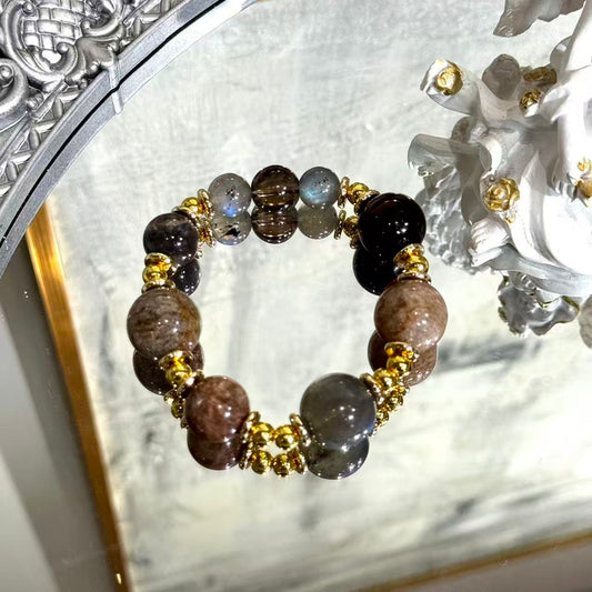 Garden quartz with tiger eye with labradorite bracelet