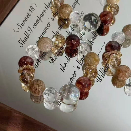 Clear quartz with garden quartz with fire quartz