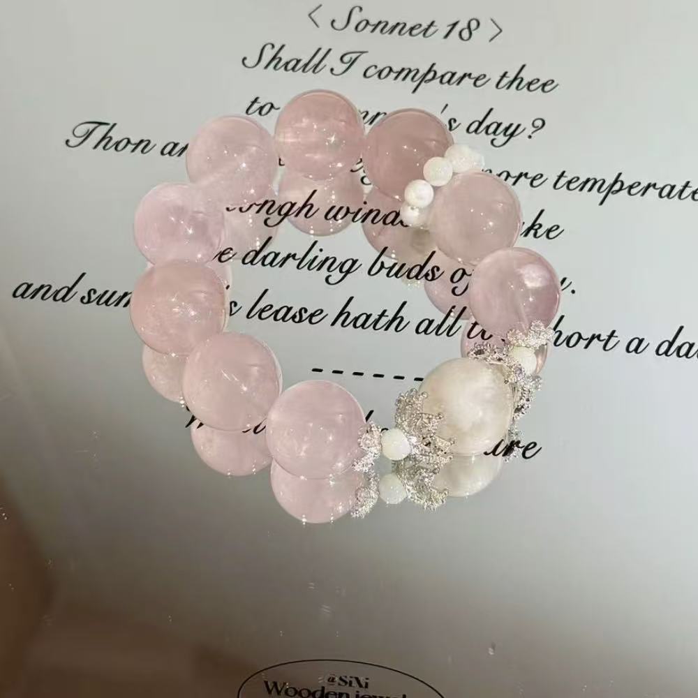 Rose quartz with snowflake garden quartz