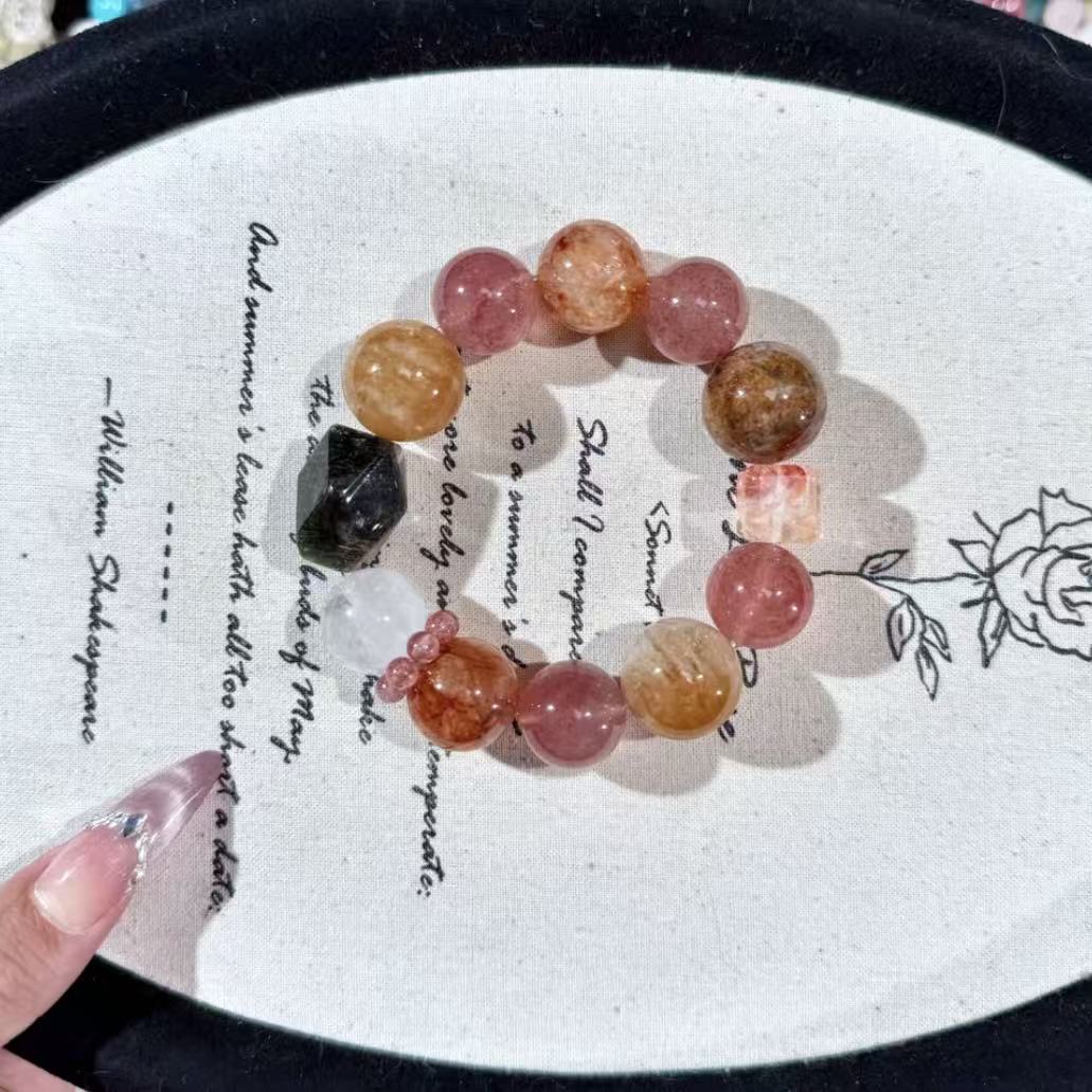 Straw berry quartz with garden quartz fire quartz