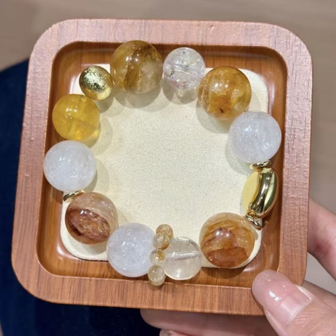 Golden healer with clear quartz