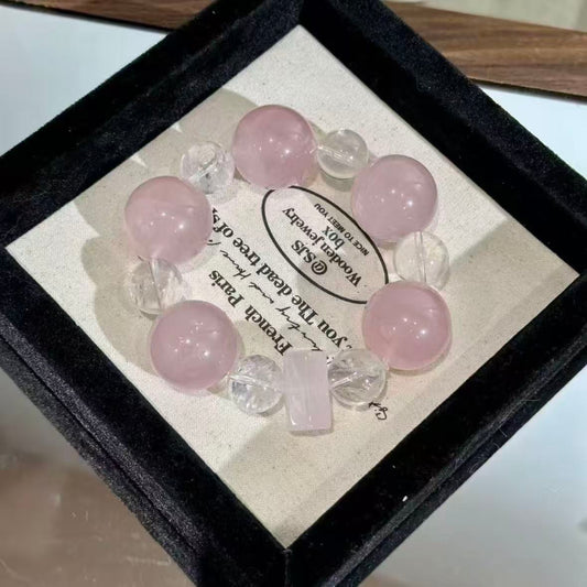 Rose quartz with clear quartz