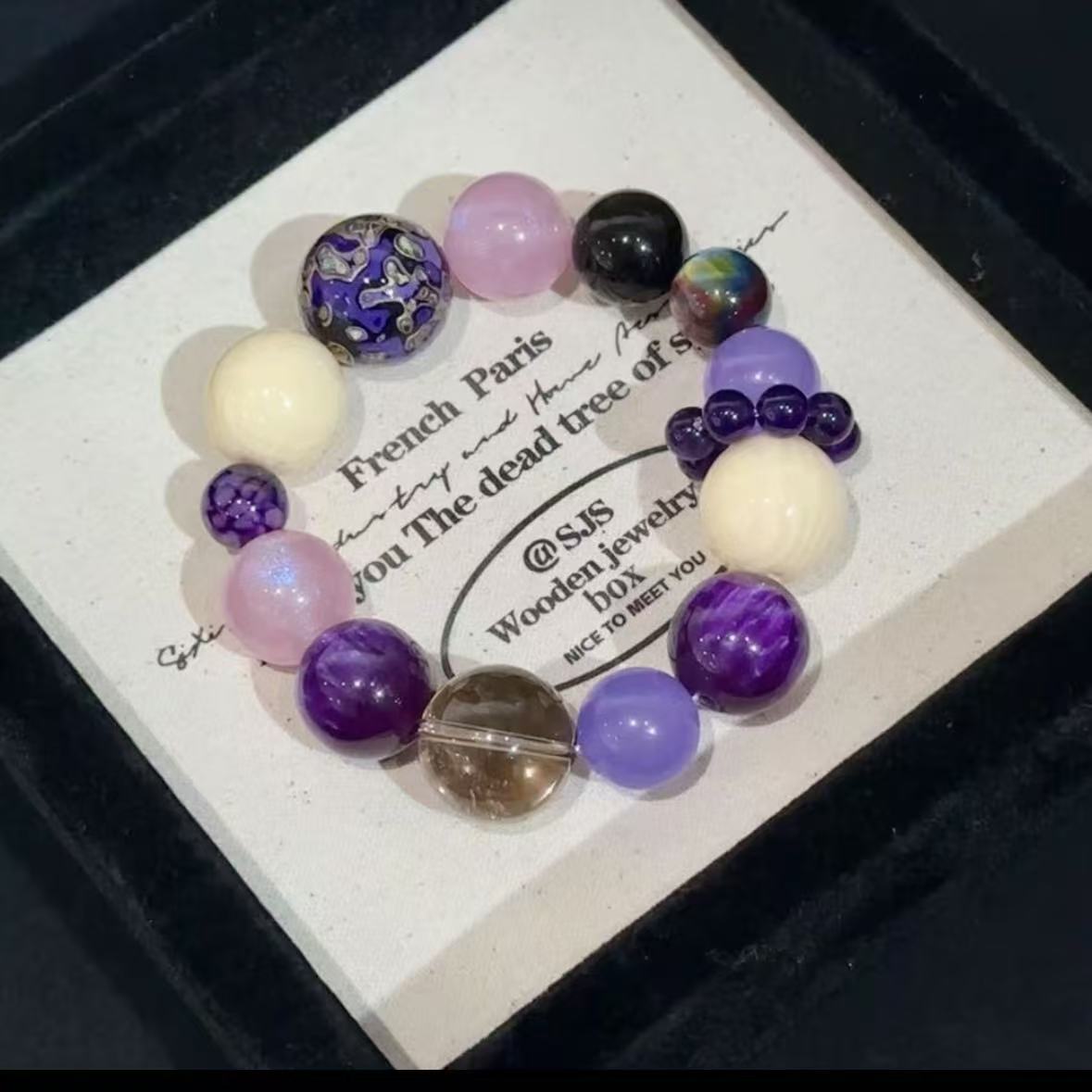 Lacquer with smokey quartz with silver obsidian